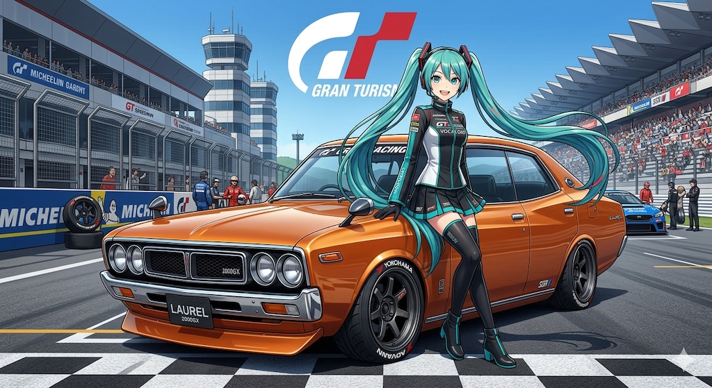 初音ミクとローレルセダン