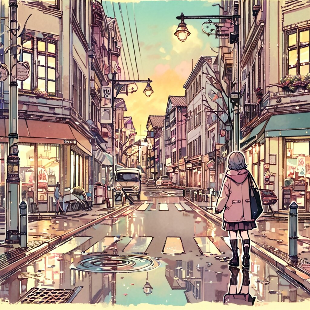 街と水たまり、少女153