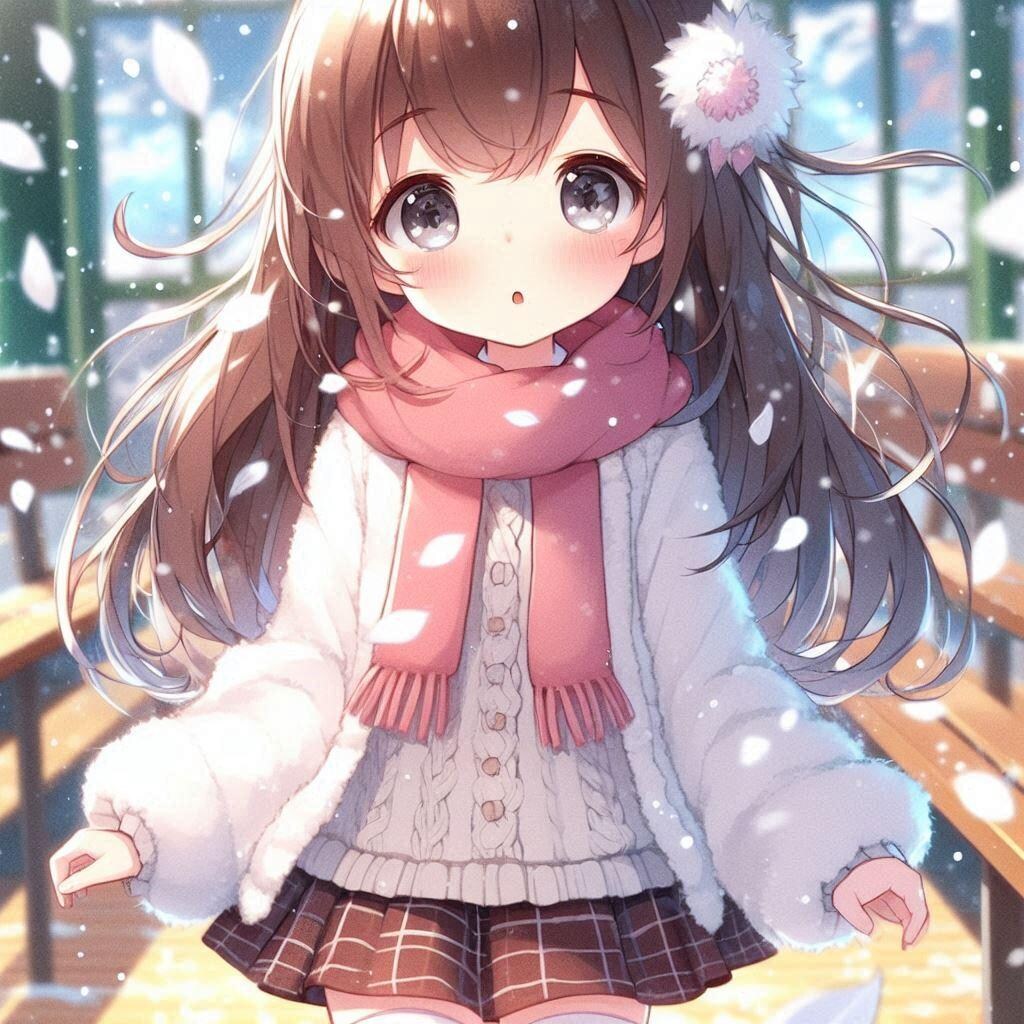 降り積もる雪と小さな女の子
