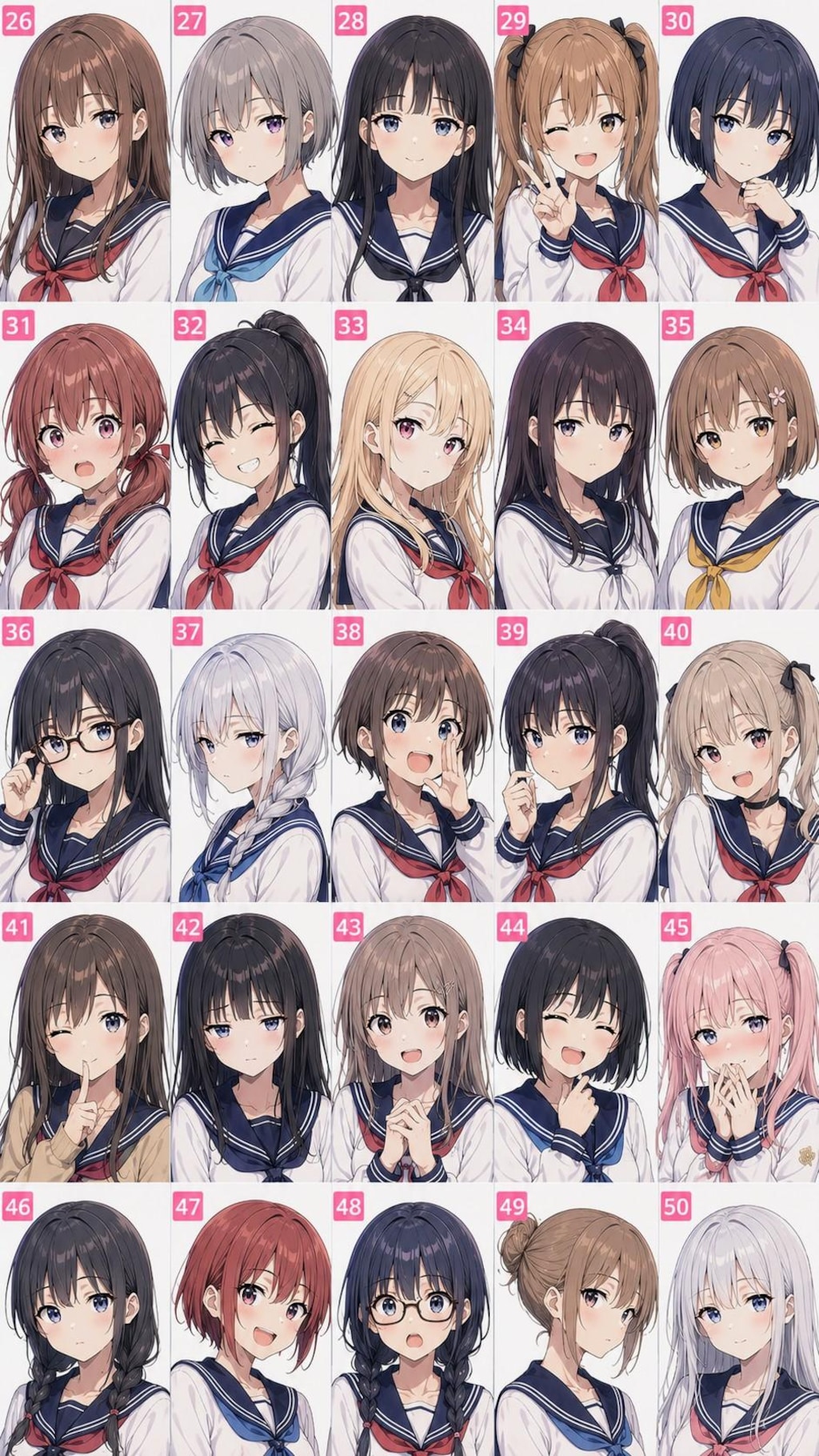 25分割✕4＝100人セーラー服お姉やん