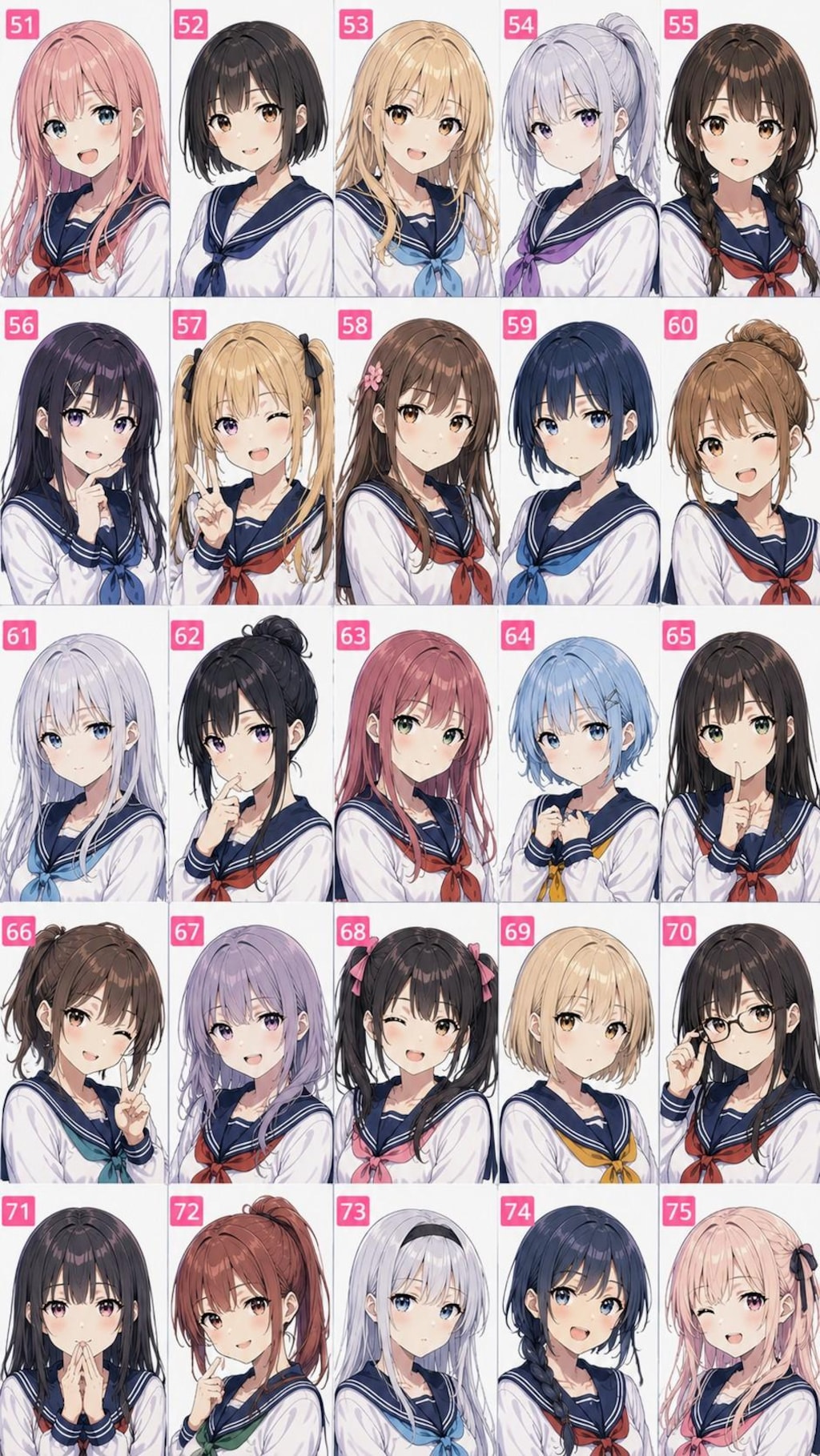 25分割✕4＝100人セーラー服お姉やん