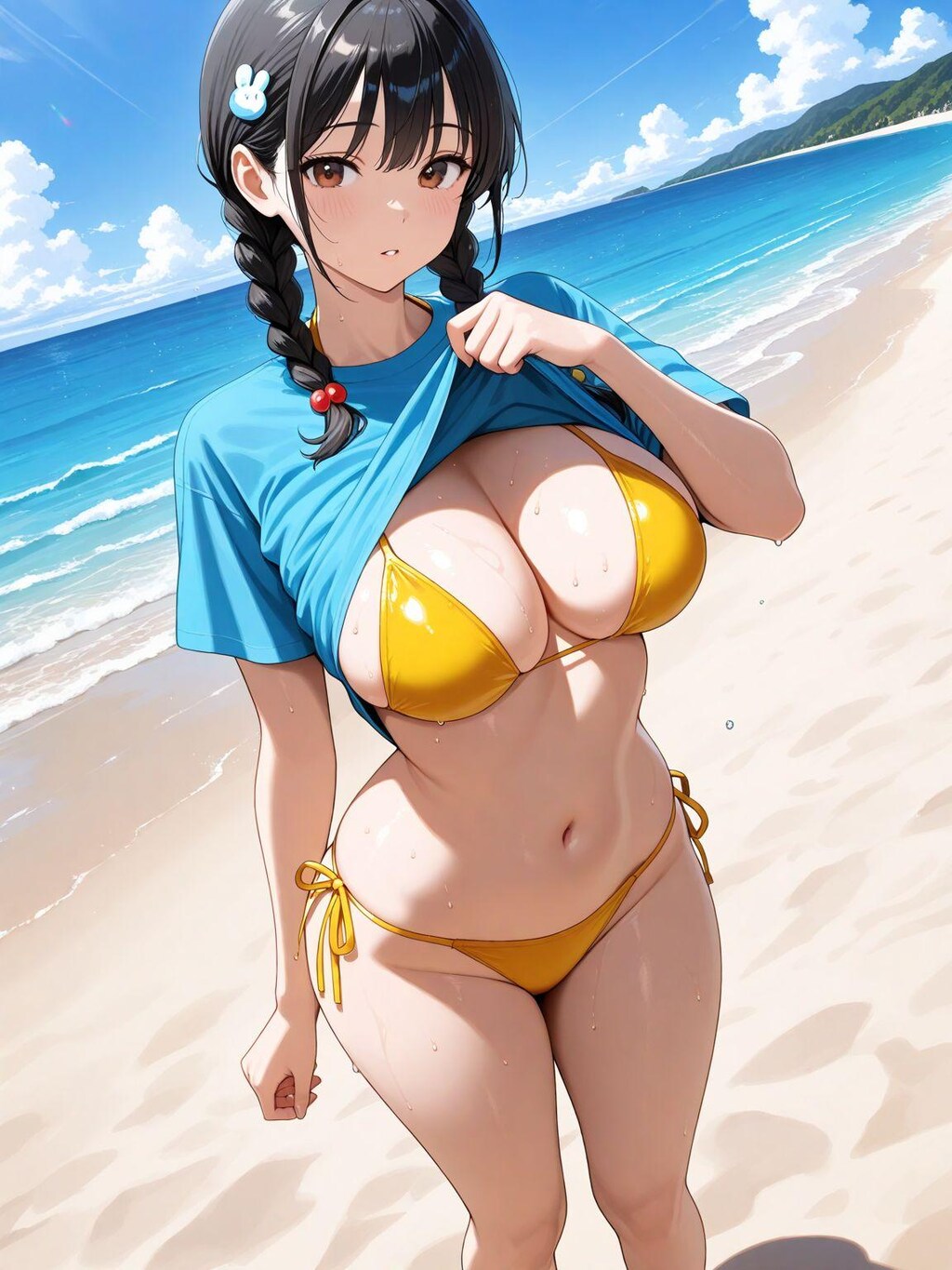 黄色ビキニ水着少女2