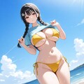 黄色ビキニ水着少女2 5枚目