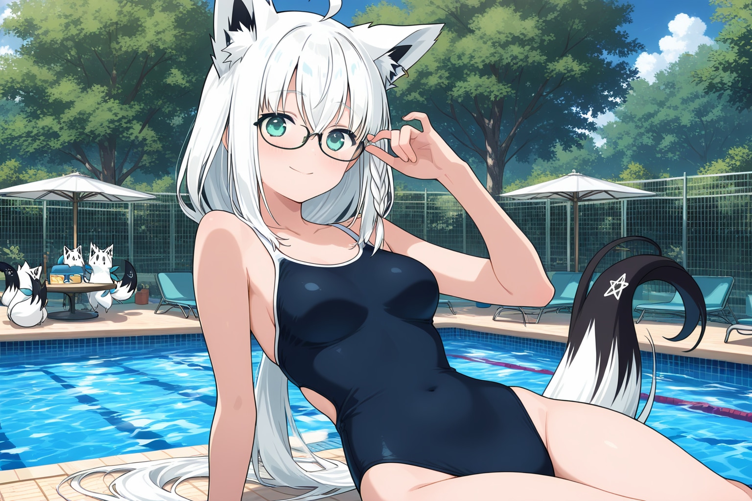 プールで フブちゃん