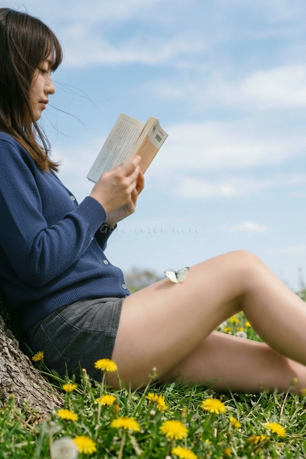 モンシロチョウと読書する春