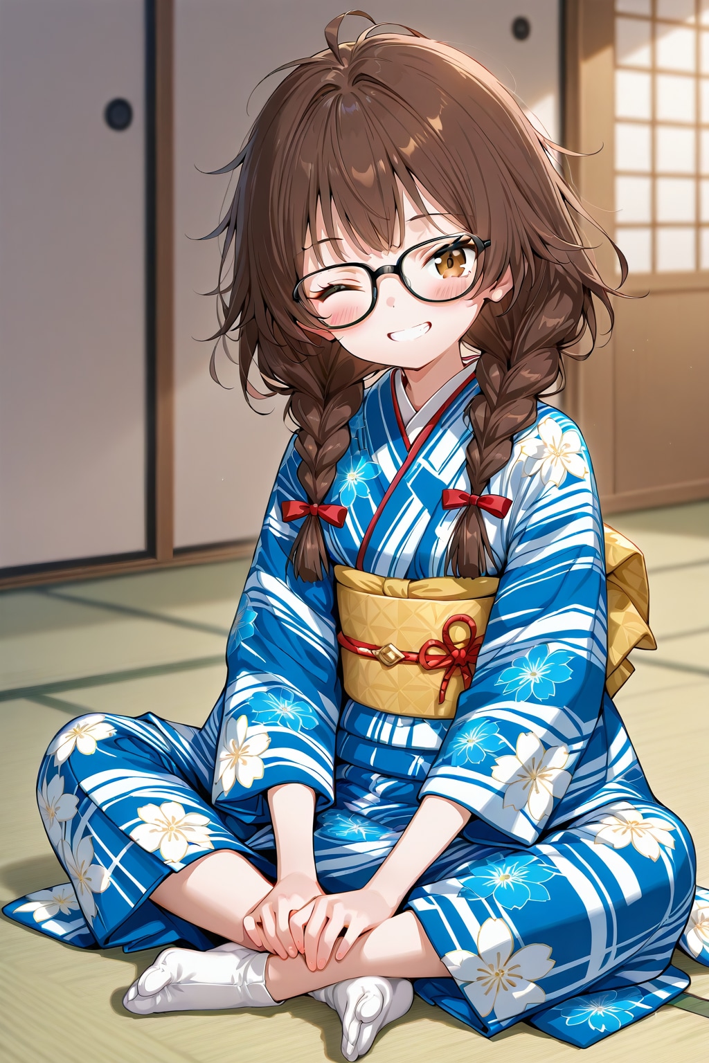 眼鏡三つ編み姉妹に正座をさせてみた