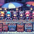 （ドット絵風）怪しいサイバーパンクなパーツ市場の露店♪ 5枚目