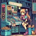 （ドット絵風）怪しいサイバーパンクなパーツ市場の露店♪ 3枚目