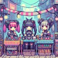 （ドット絵風）怪しいサイバーパンクなパーツ市場の露店♪ 4枚目