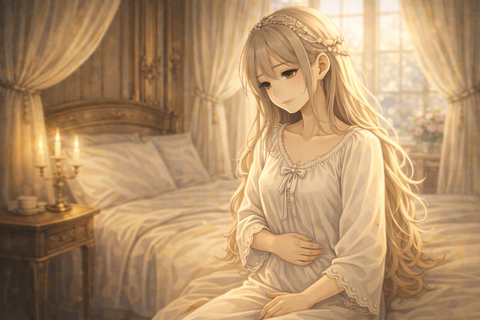 昨夜の事を思い出している姫