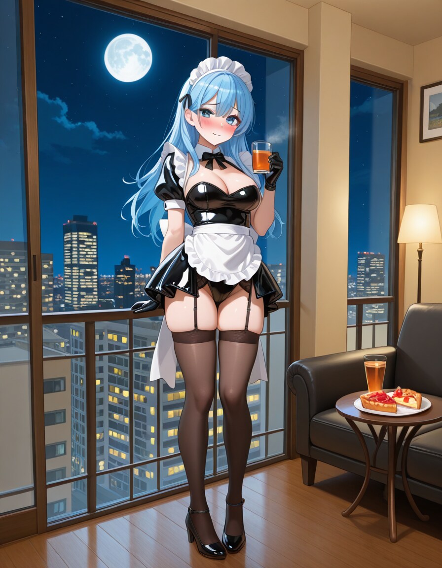 セクシーメイドのラピスさん(PixAI原点絵)
