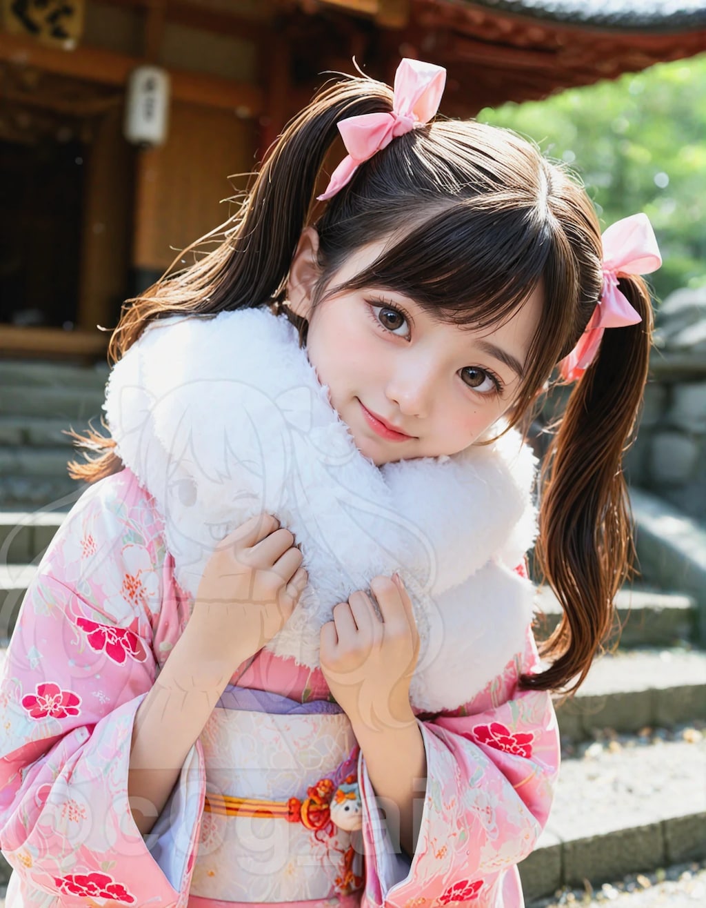 初詣に来ている愛子、眞由香、夏姫と美玲先輩