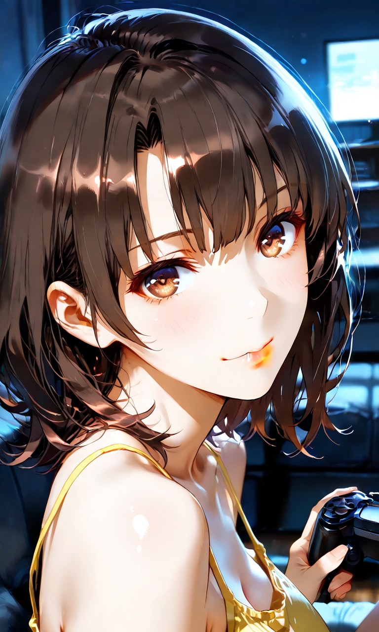 加藤恵、深夜のゲームで無防備にくつろぐ地味かわ彼女