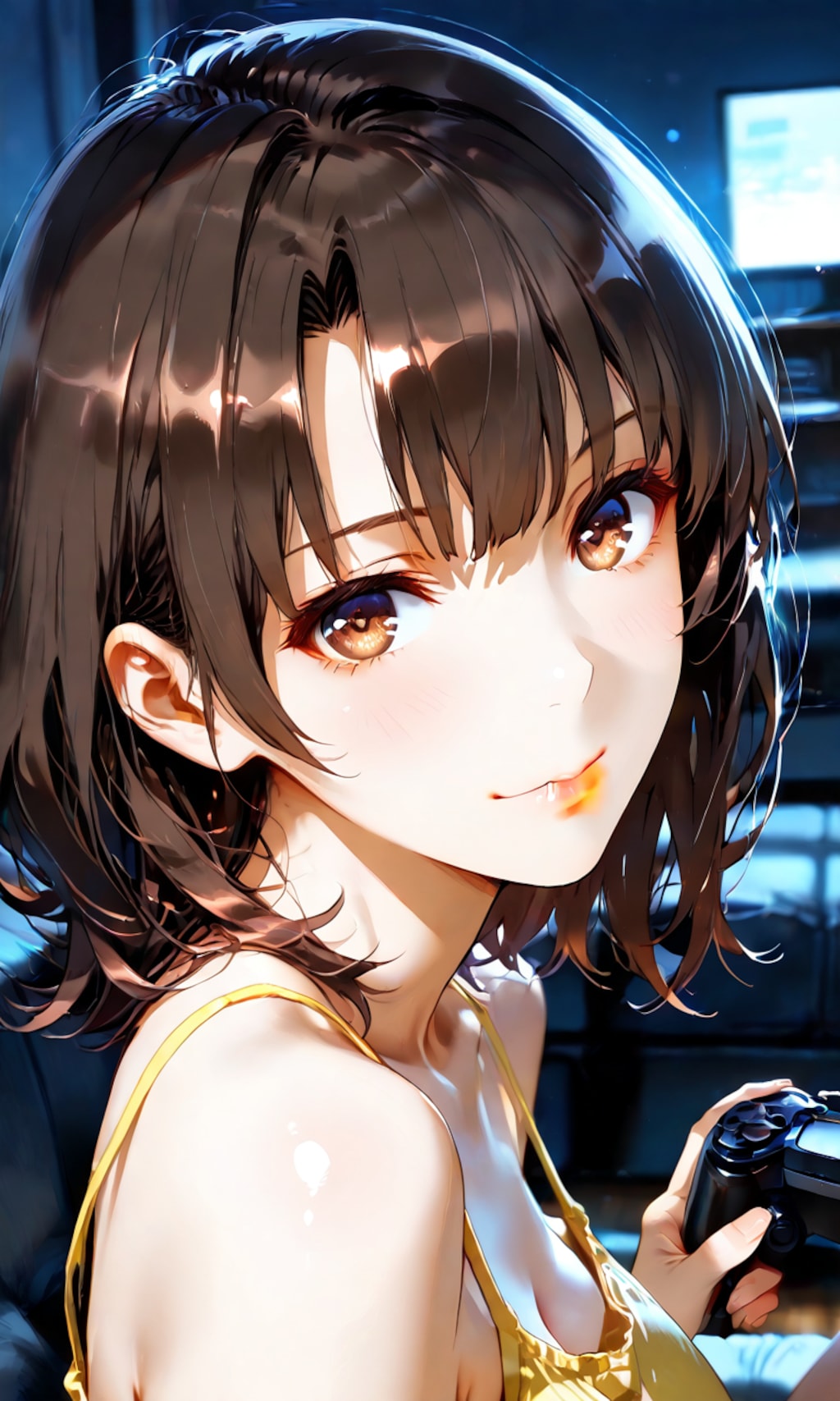 加藤恵、深夜のゲームで無防備にくつろぐ地味かわ彼女
