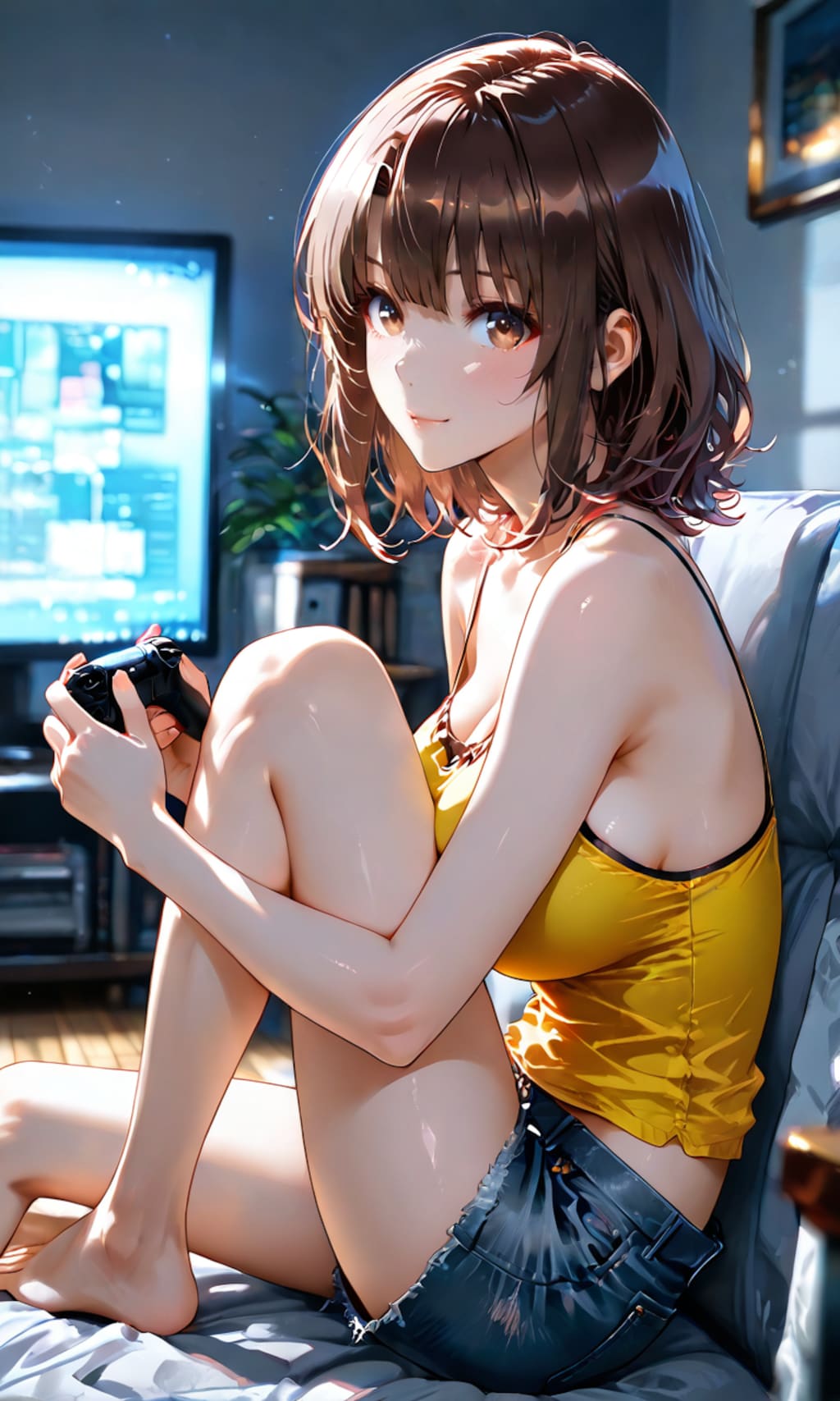 加藤恵、深夜のゲームで無防備にくつろぐ地味かわ彼女