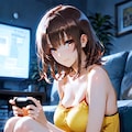 加藤恵、深夜のゲームで無防備にくつろぐ地味かわ彼女 2枚目