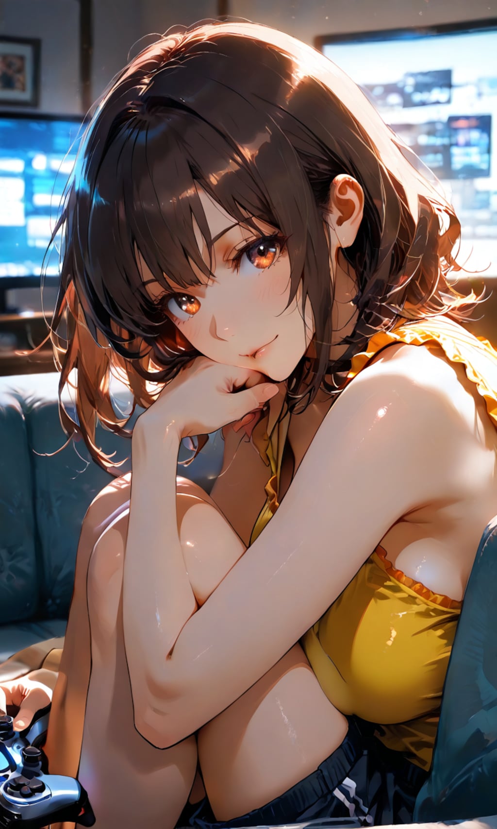 加藤恵、深夜のゲームで無防備にくつろぐ地味かわ彼女