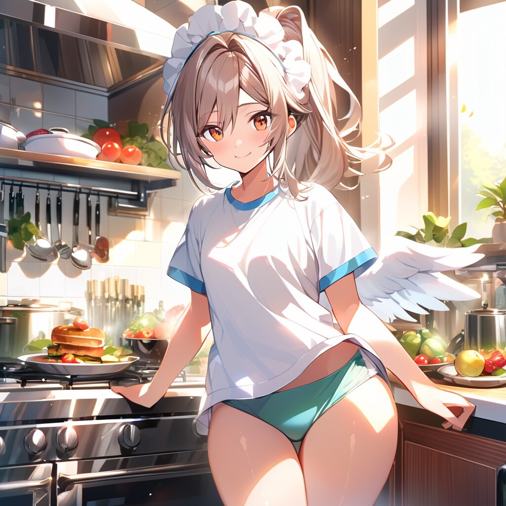 ブルマで料理するボーイッシュメイド天使さん