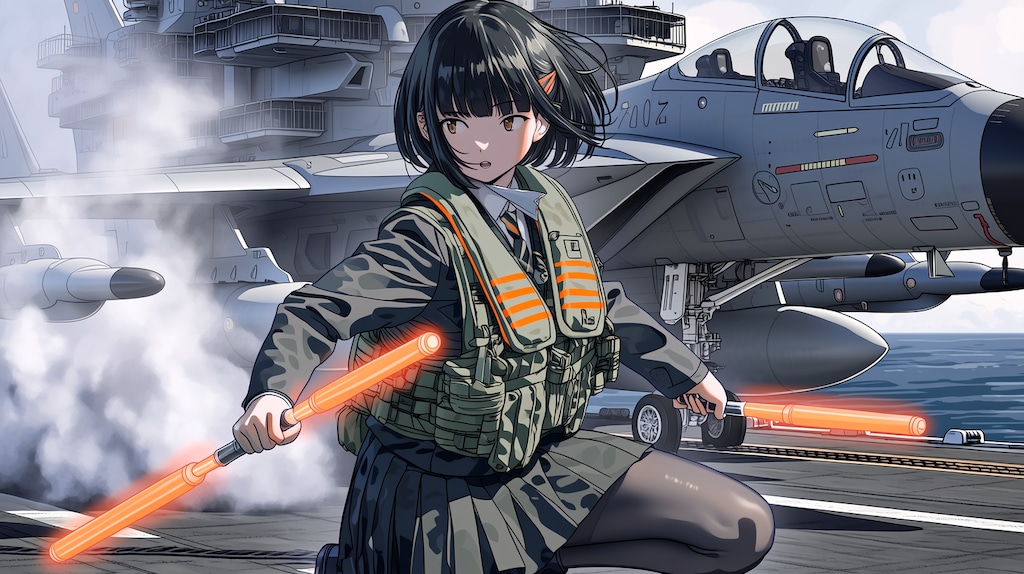 飛行機を誘導するバイト