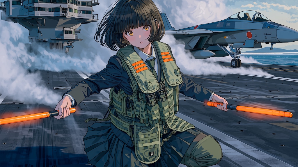 飛行機を誘導するバイト