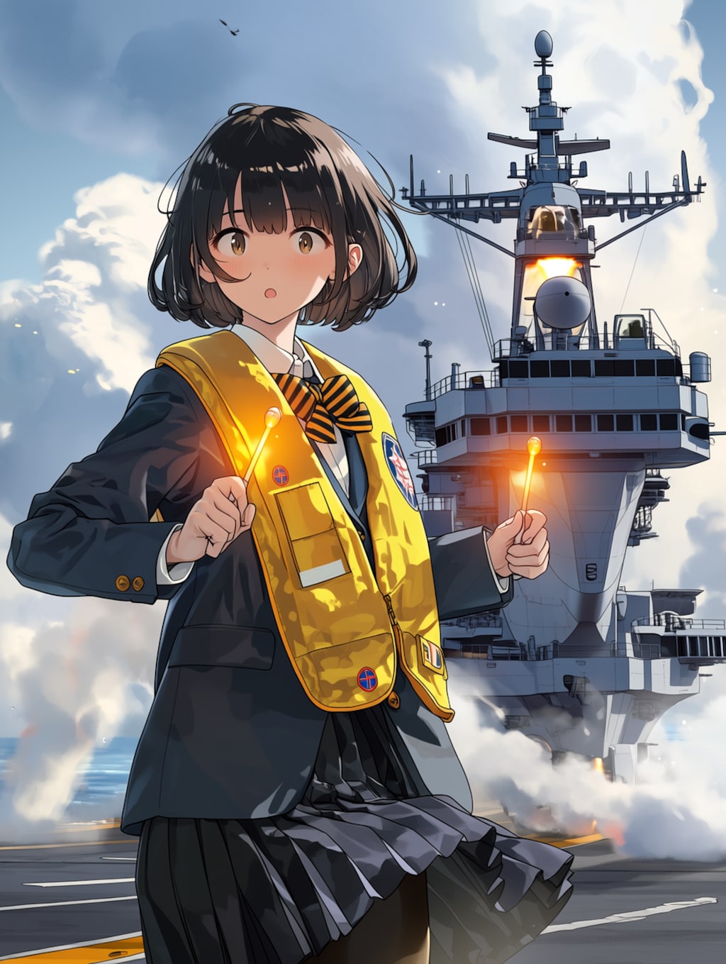 飛行機を誘導するバイト