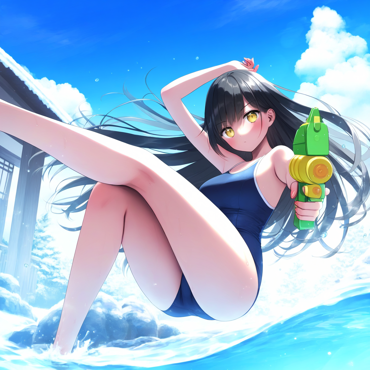 スク水　ガンアクション(水)