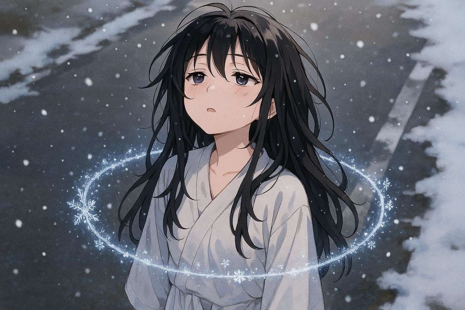春分の夜の雪