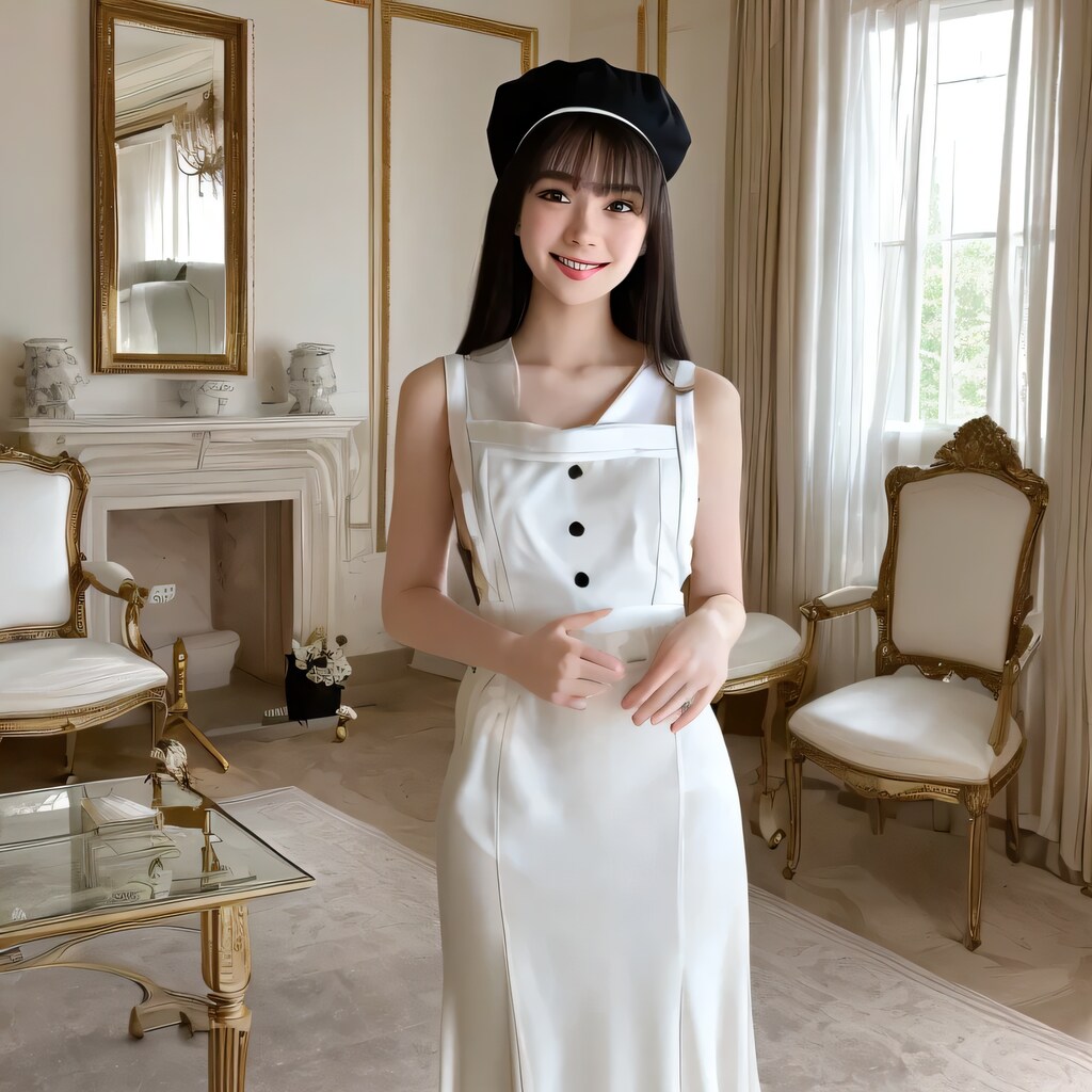 黒髪ロングでメイド服の美女８６