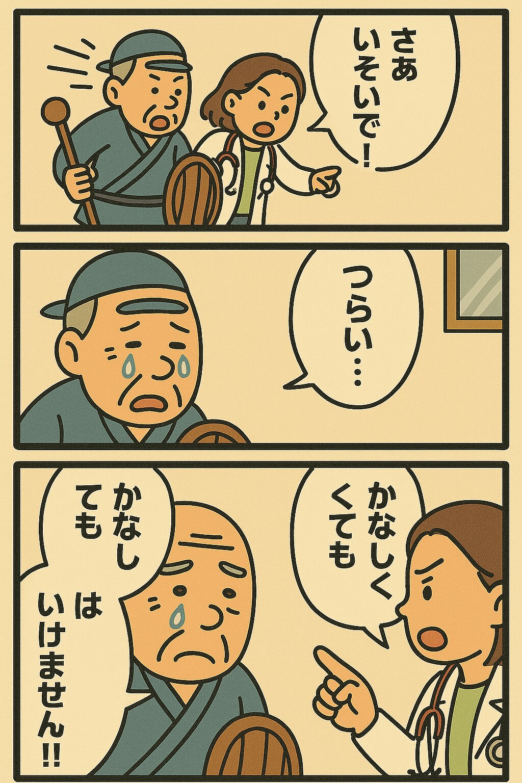 女医が患者をくにへかえす