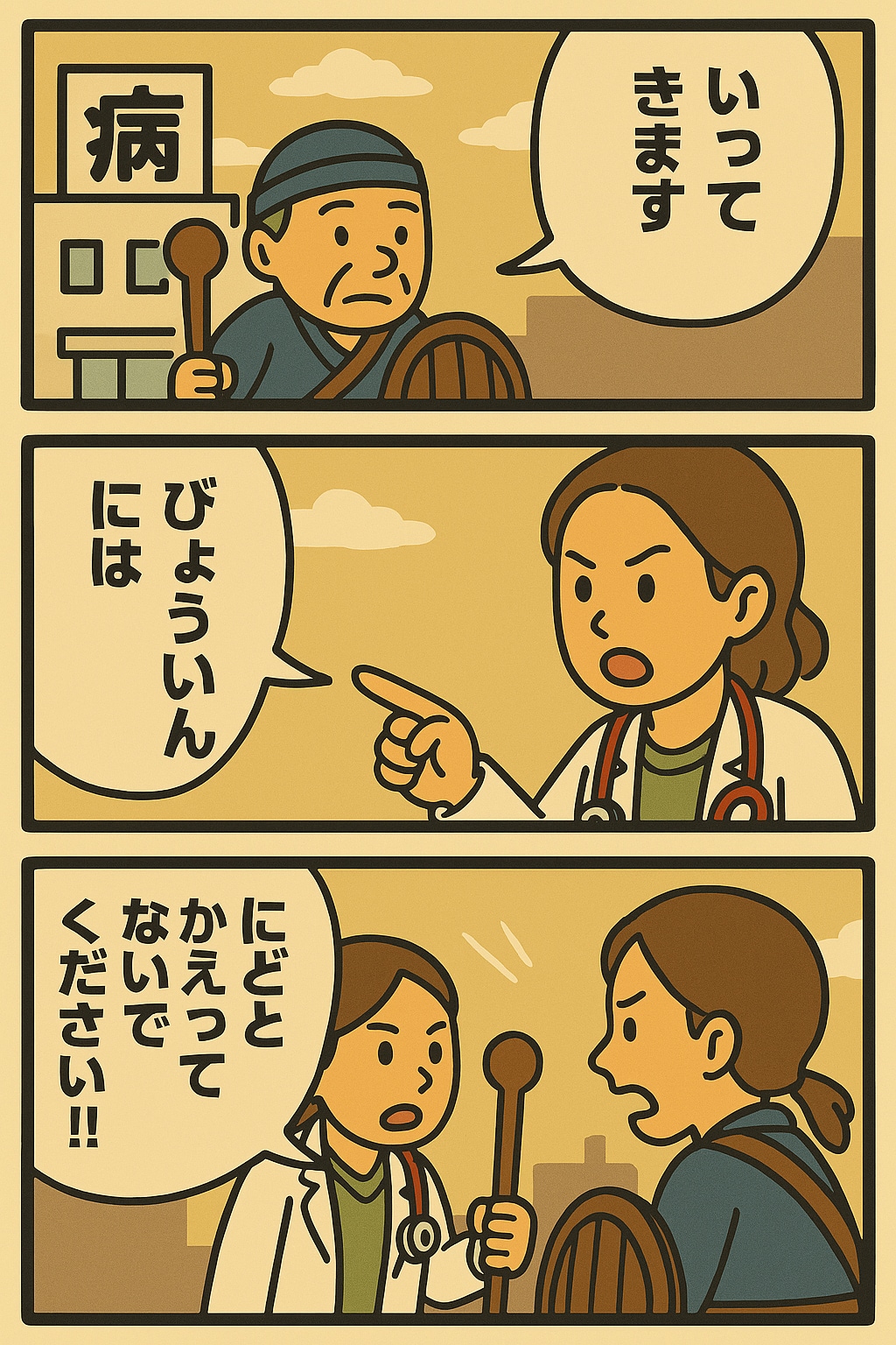 女医が患者をくにへかえす