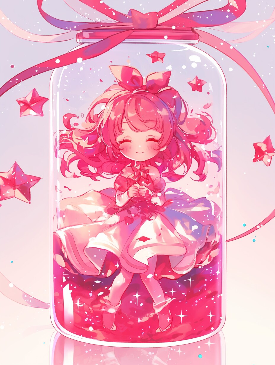 「瓶詰の少女」紅60 | の人気AIイラスト・グラビア