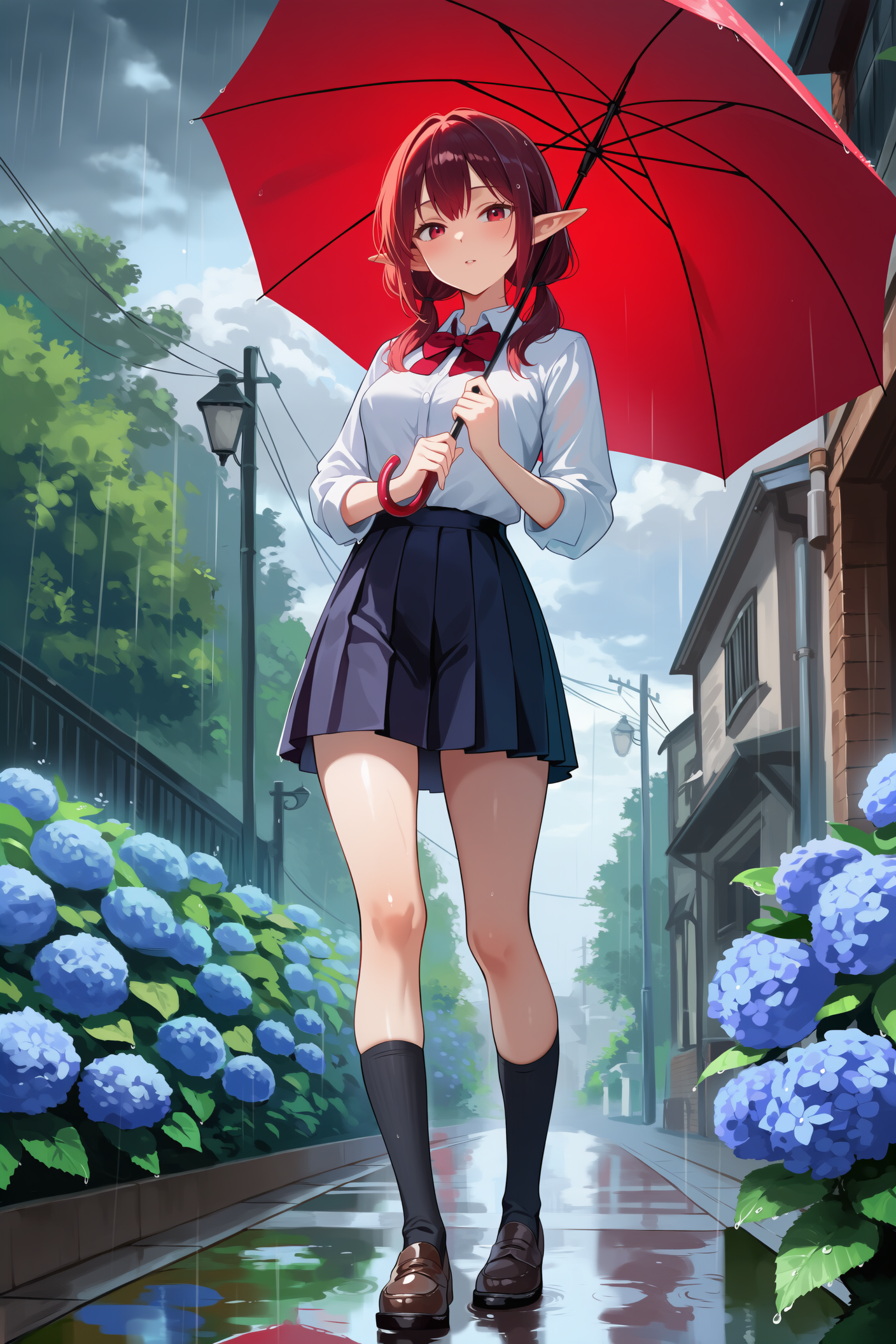 紫陽花とエルフさん