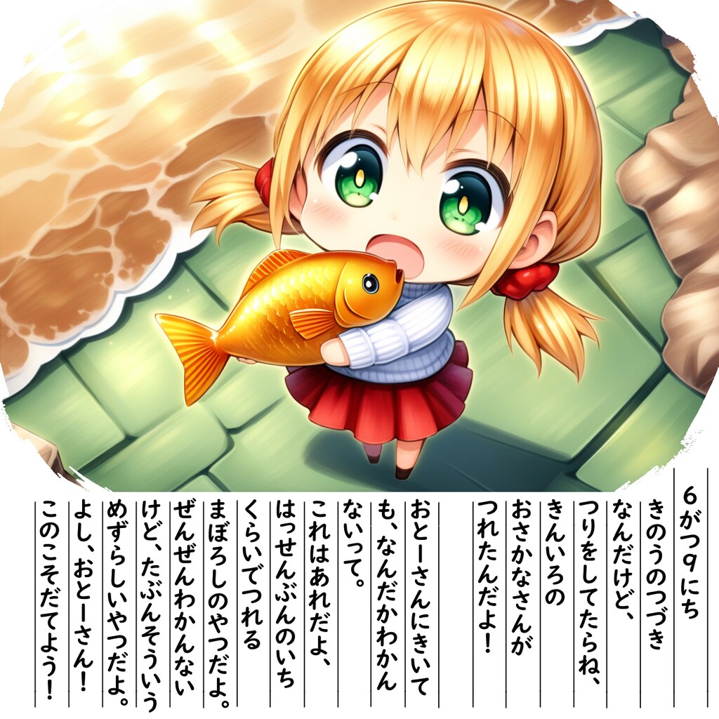 【絵日記】きんいろのおさかなです