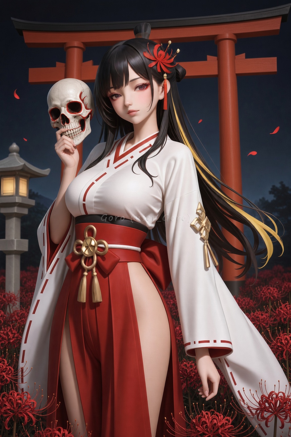 巫女と髑髏と曼殊沙華