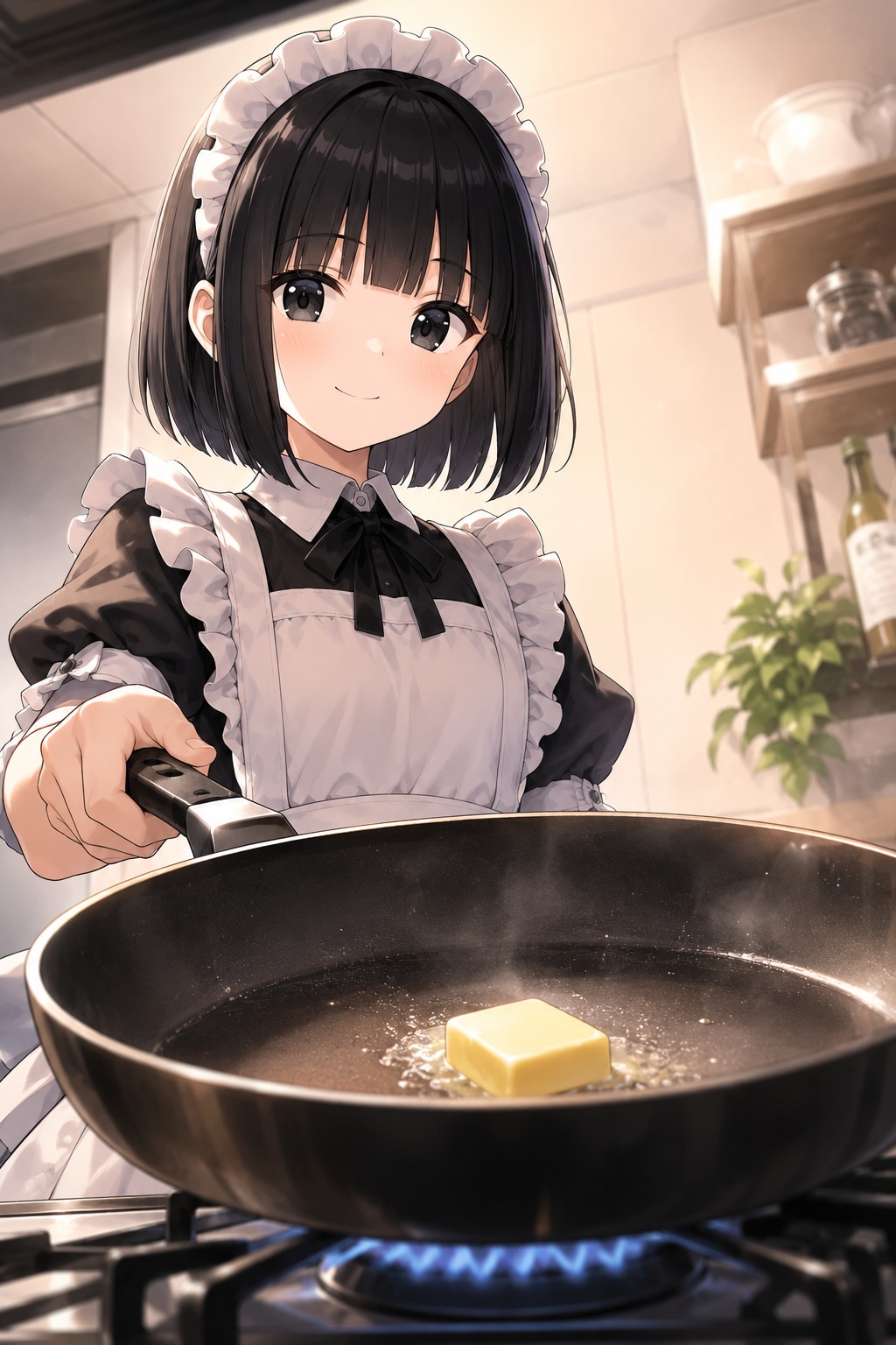 フライパンにバターをひく | の人気AIイラスト・グラビア