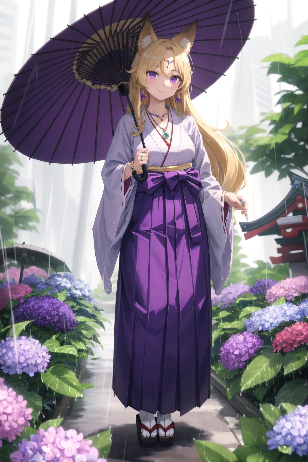 雨の日の狐巫女さん