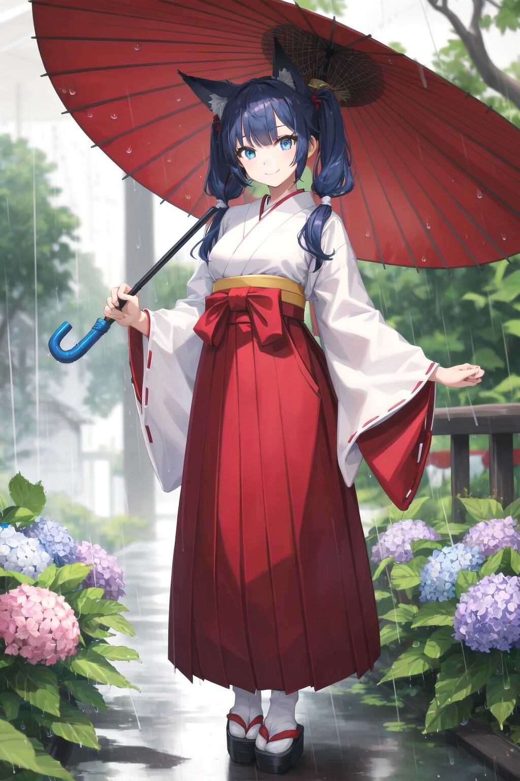 雨の日の狐巫女さん