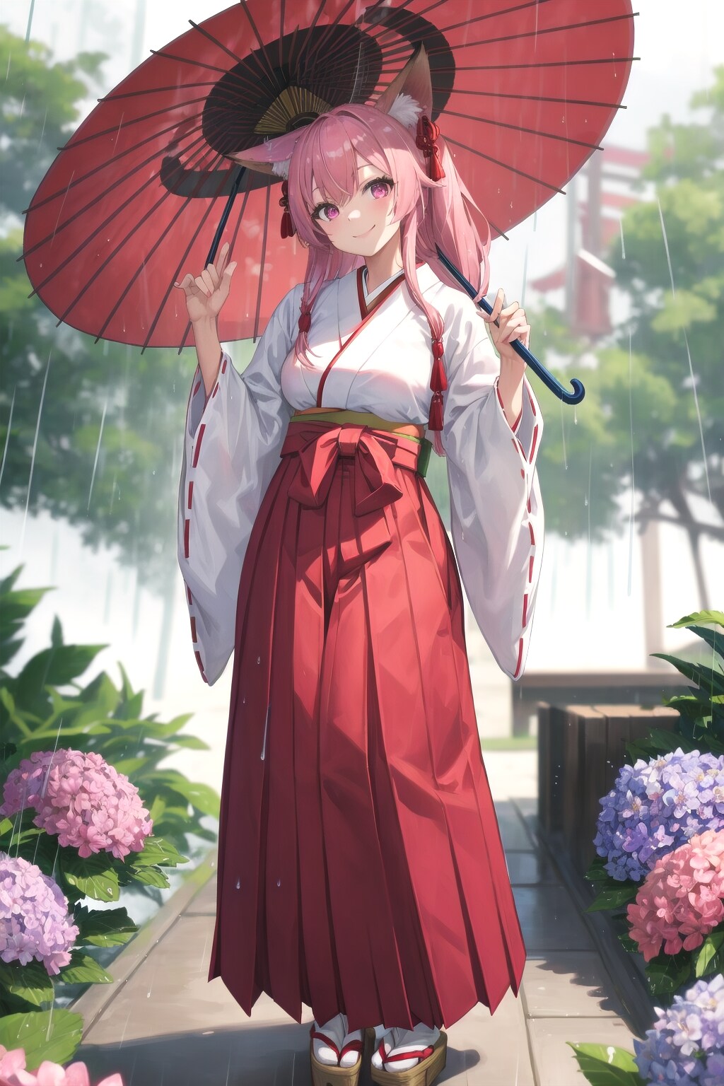 雨の日の狐巫女さん