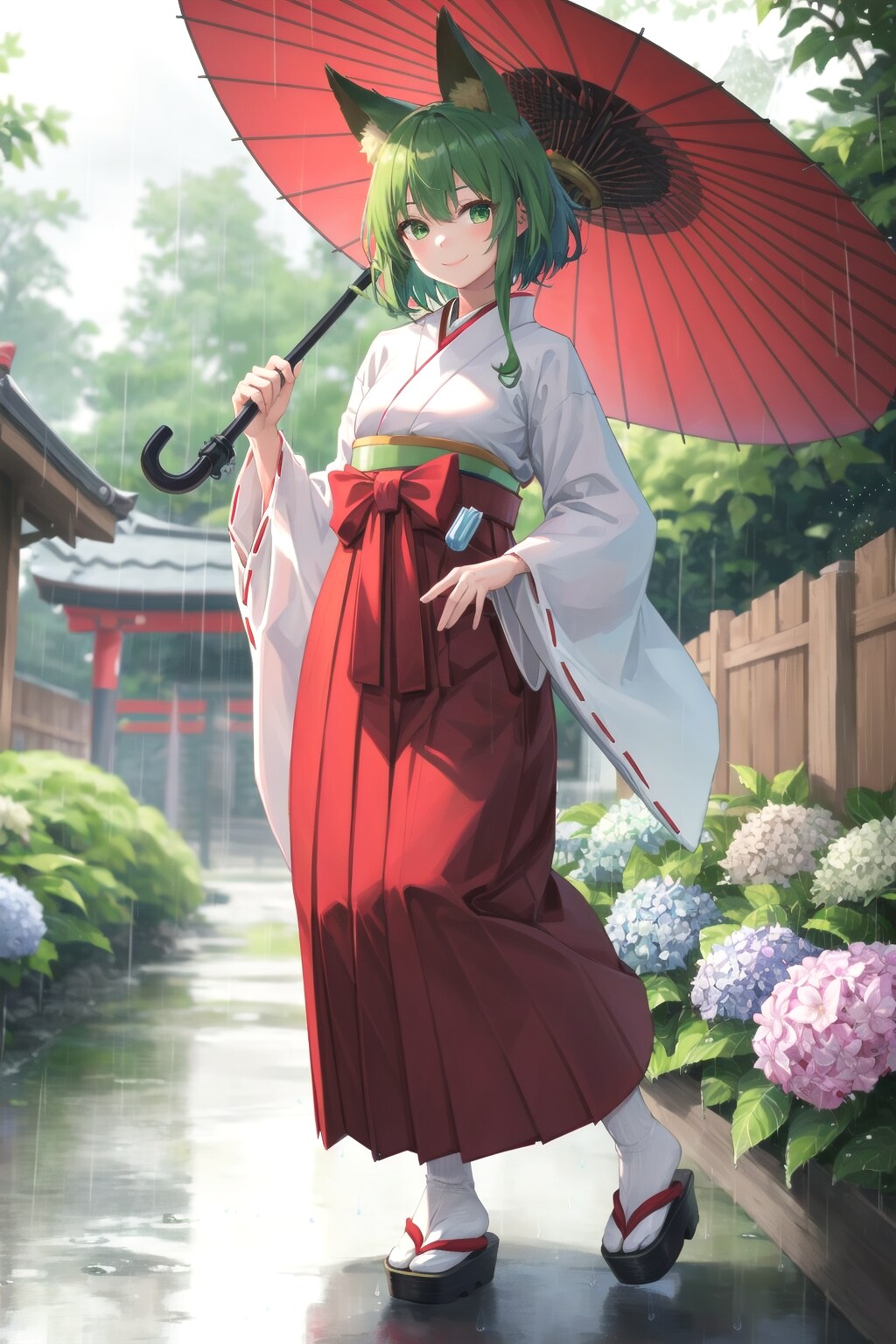 雨の日の狐巫女さん