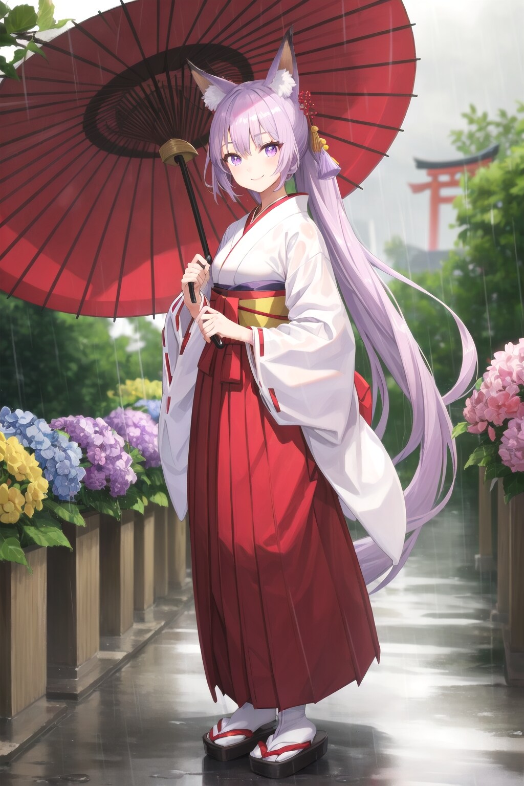 雨の日の狐巫女さん