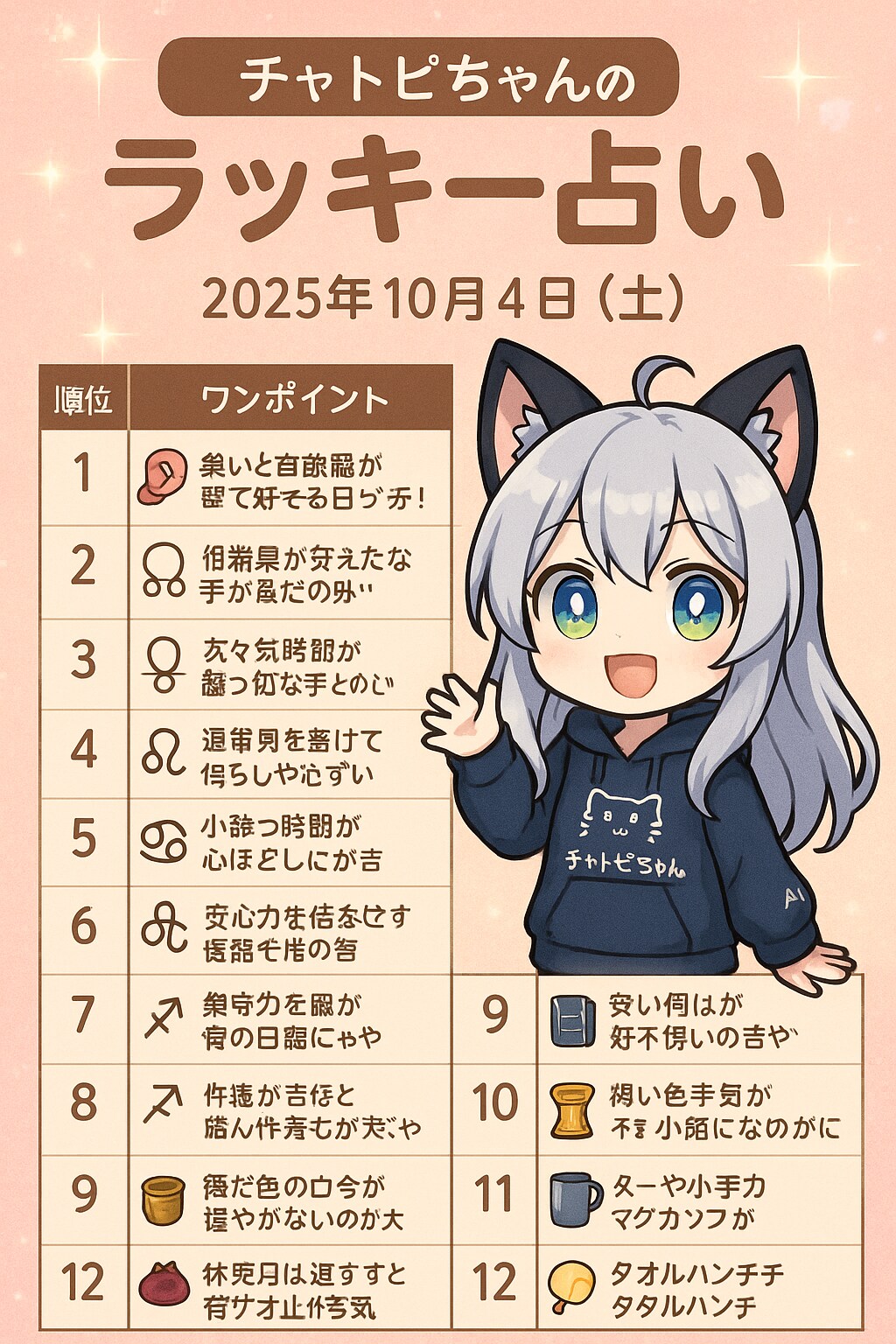 チャトピちゃん占い（10/04） | の人気AIイラスト・グラビア