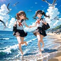 海と少女の輝き 2枚目