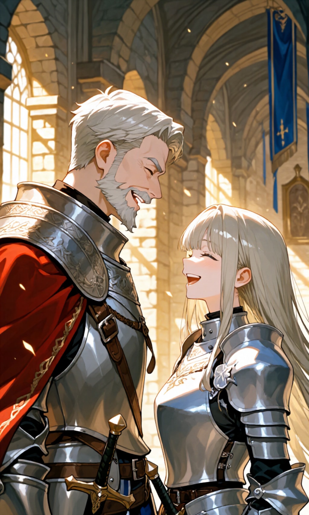 騎士団長ロウガイとアストリア