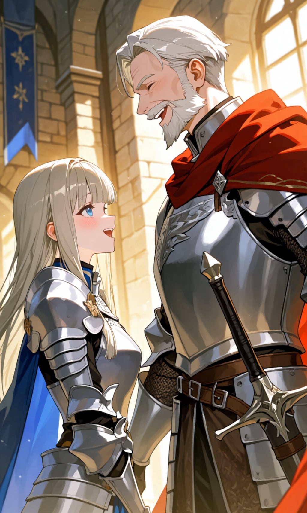 騎士団長ロウガイとアストリア