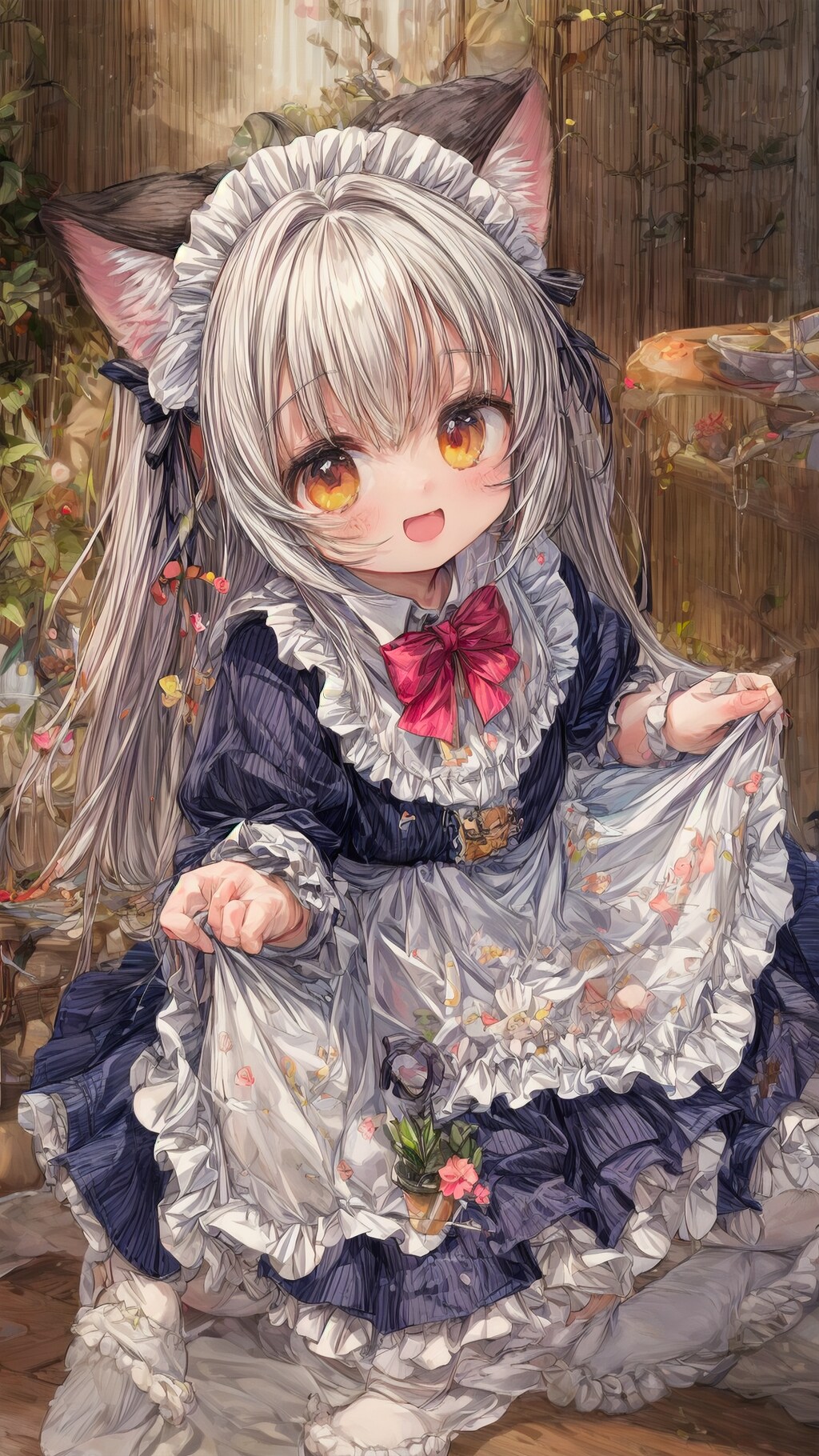 煌めく瞳の猫耳メイドさん