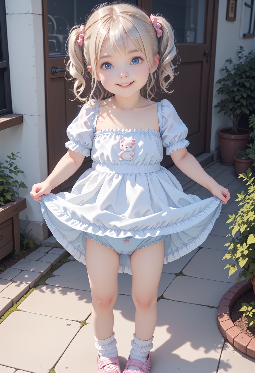 ԅ( ¯ิ∀ ¯ิԅ)ｸﾞﾍﾍﾍおじょうちゃんちょっとスカート捲って見せて💕【model：waiSemireal_v30】