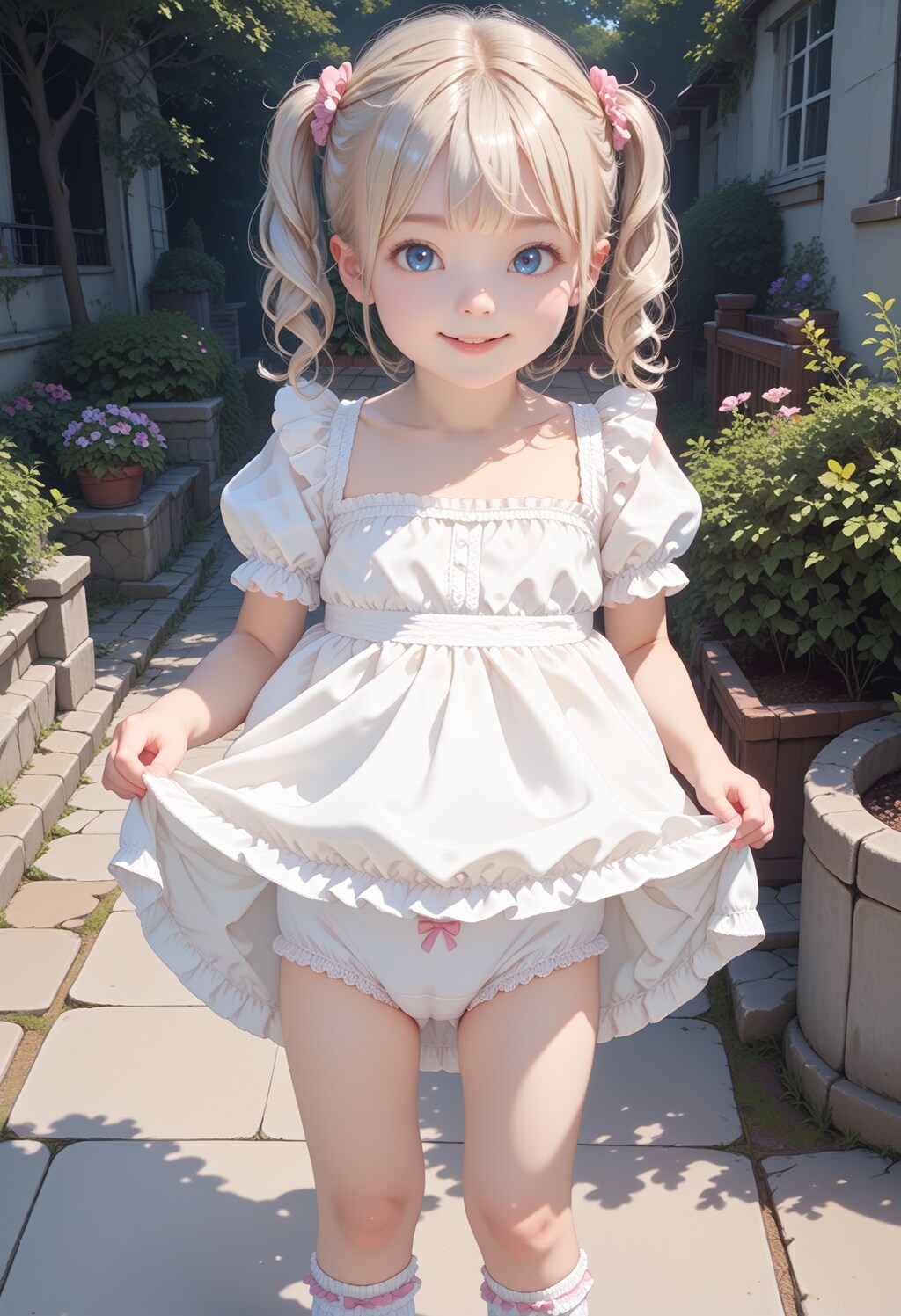 ԅ( ¯ิ∀ ¯ิԅ)ｸﾞﾍﾍﾍおじょうちゃんちょっとスカート捲って見せて💕【model：waiSemireal_v30】