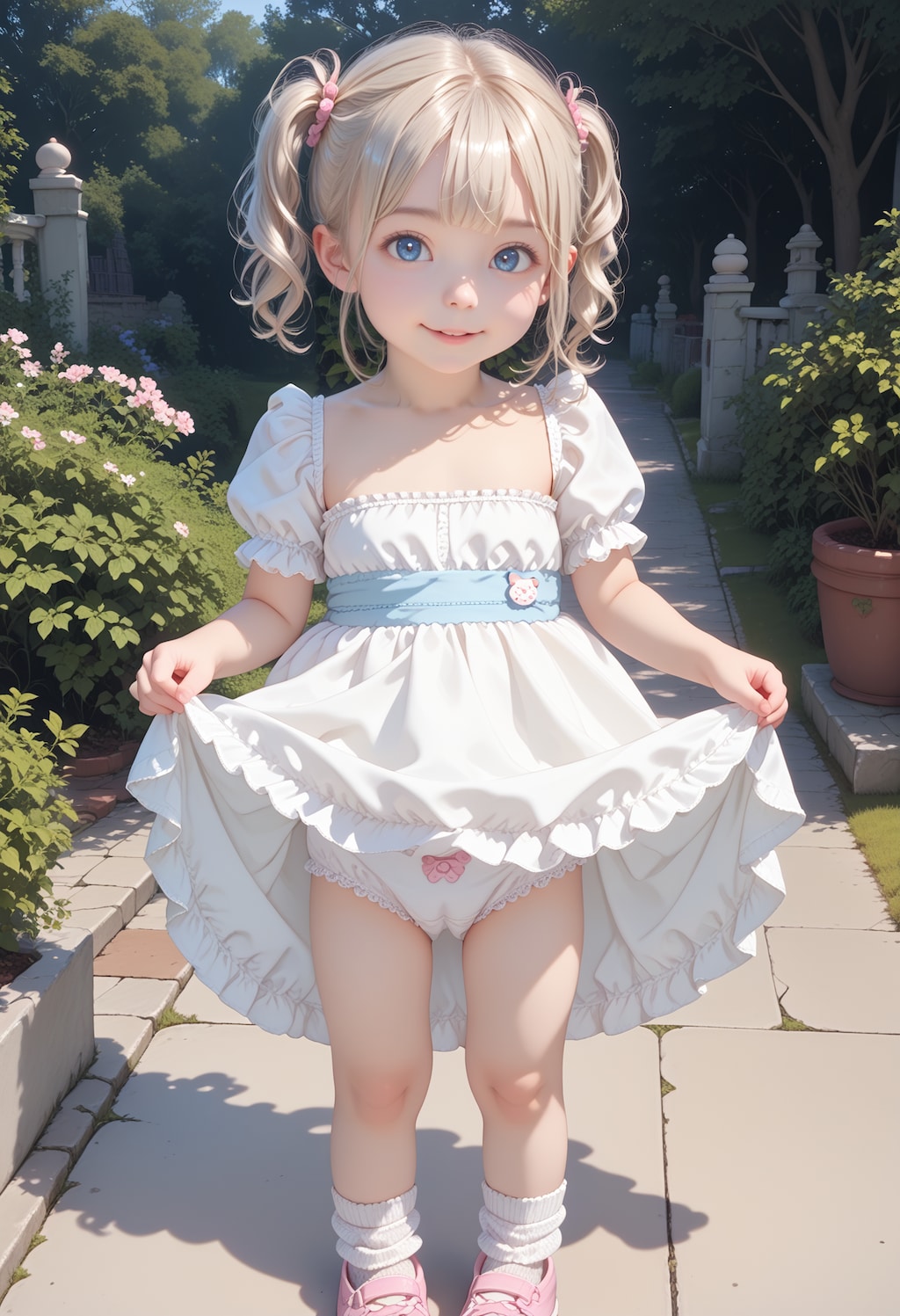 ԅ( ¯ิ∀ ¯ิԅ)ｸﾞﾍﾍﾍおじょうちゃんちょっとスカート捲って見せて💕【model：waiSemireal_v30】