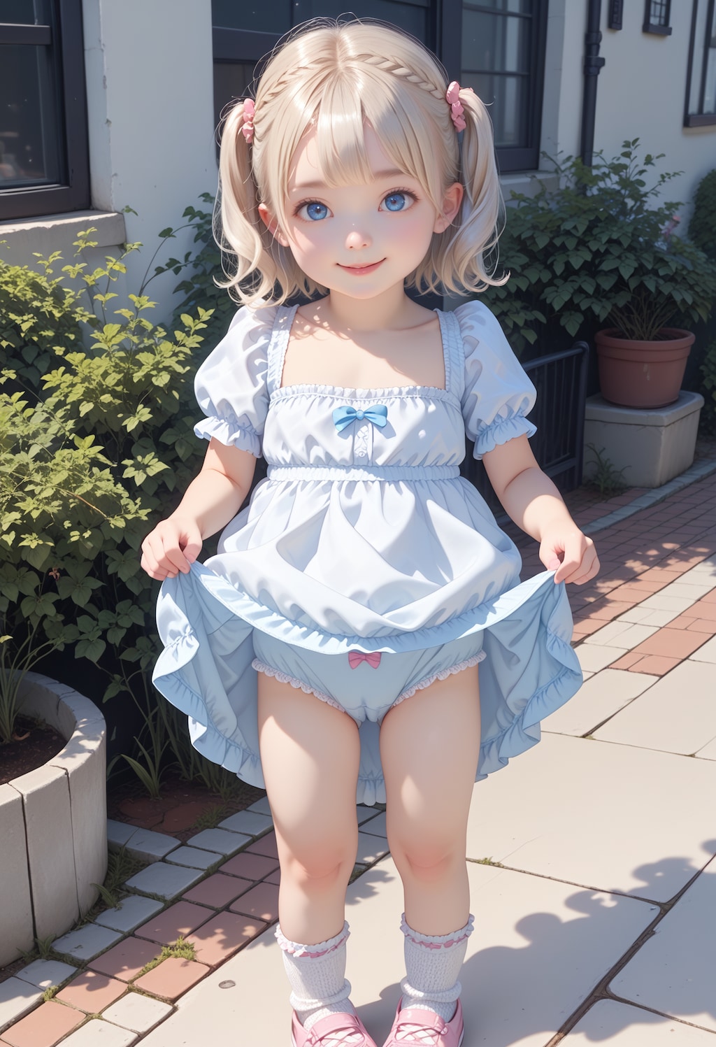 ԅ( ¯ิ∀ ¯ิԅ)ｸﾞﾍﾍﾍおじょうちゃんちょっとスカート捲って見せて💕【model：waiSemireal_v30】