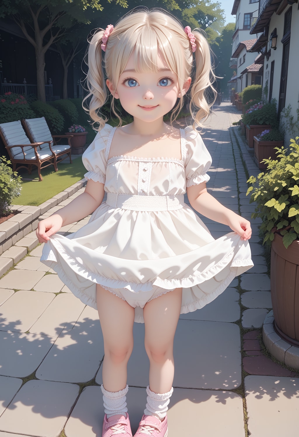 ԅ( ¯ิ∀ ¯ิԅ)ｸﾞﾍﾍﾍおじょうちゃんちょっとスカート捲って見せて💕【model：waiSemireal_v30】